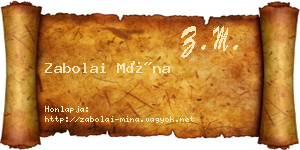 Zabolai Mína névjegykártya